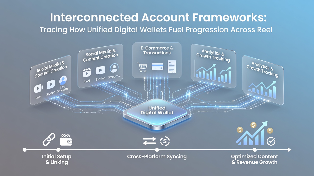 Mobile screen displaying interconnected wallet balance moving across slots, live tables, and sports betting sections