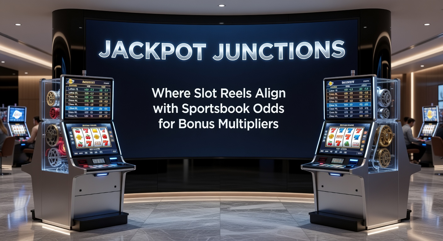 Vibrant slot machine reels spinning alongside a sportsbook odds display, highlighting synced bonus multipliers in action