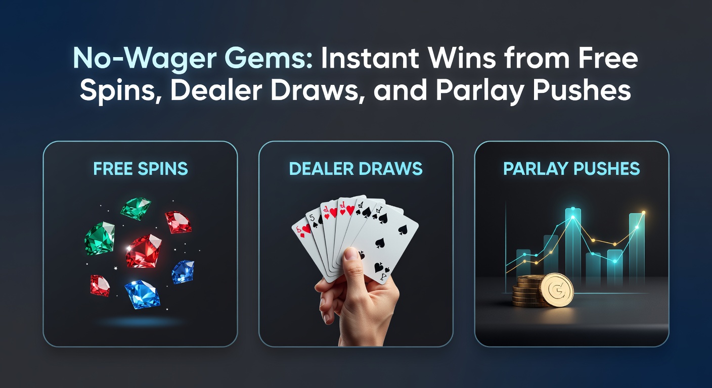 Live dealer at a blackjack table dealing cards with a no-wager bonus overlay, next to a parlay push notification on a sports betting app, capturing the thrill of instant resolutions