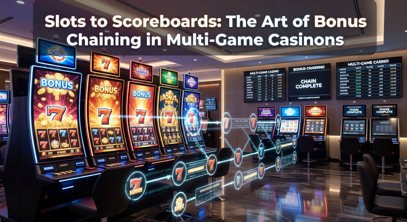 Vibrant casino scene showing slot machines transitioning to glowing sports betting scoreboards with cascading bonus icons