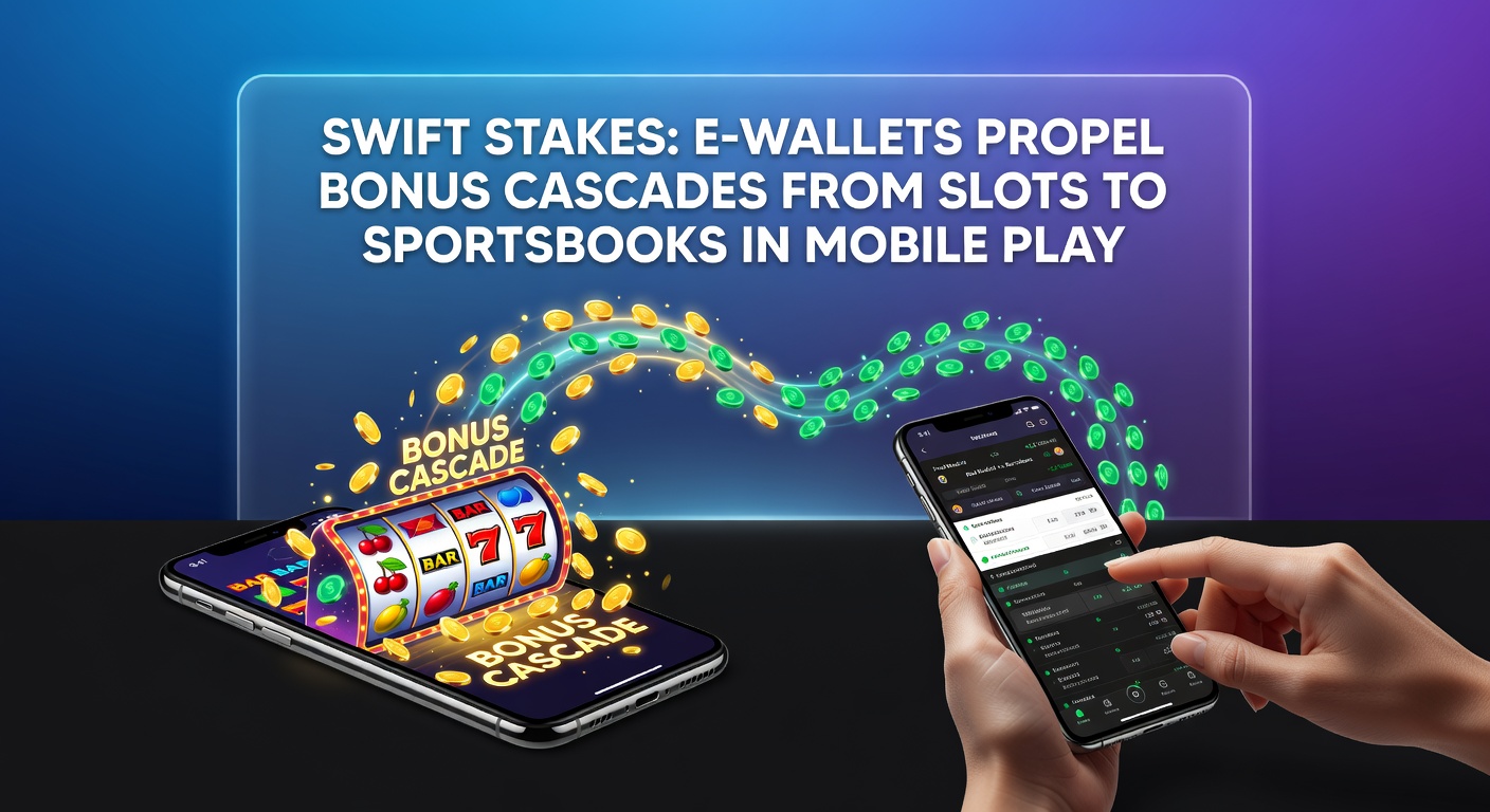 Smartphone screen displaying a mobile casino app with e-wallet deposit options, slot reels spinning, and sportsbook odds highlighted in a vibrant interface