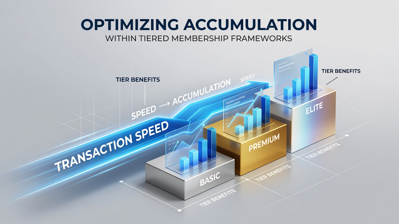 Illustration showing transaction processing speeds influencing loyalty point accumulation in tiered membership systems