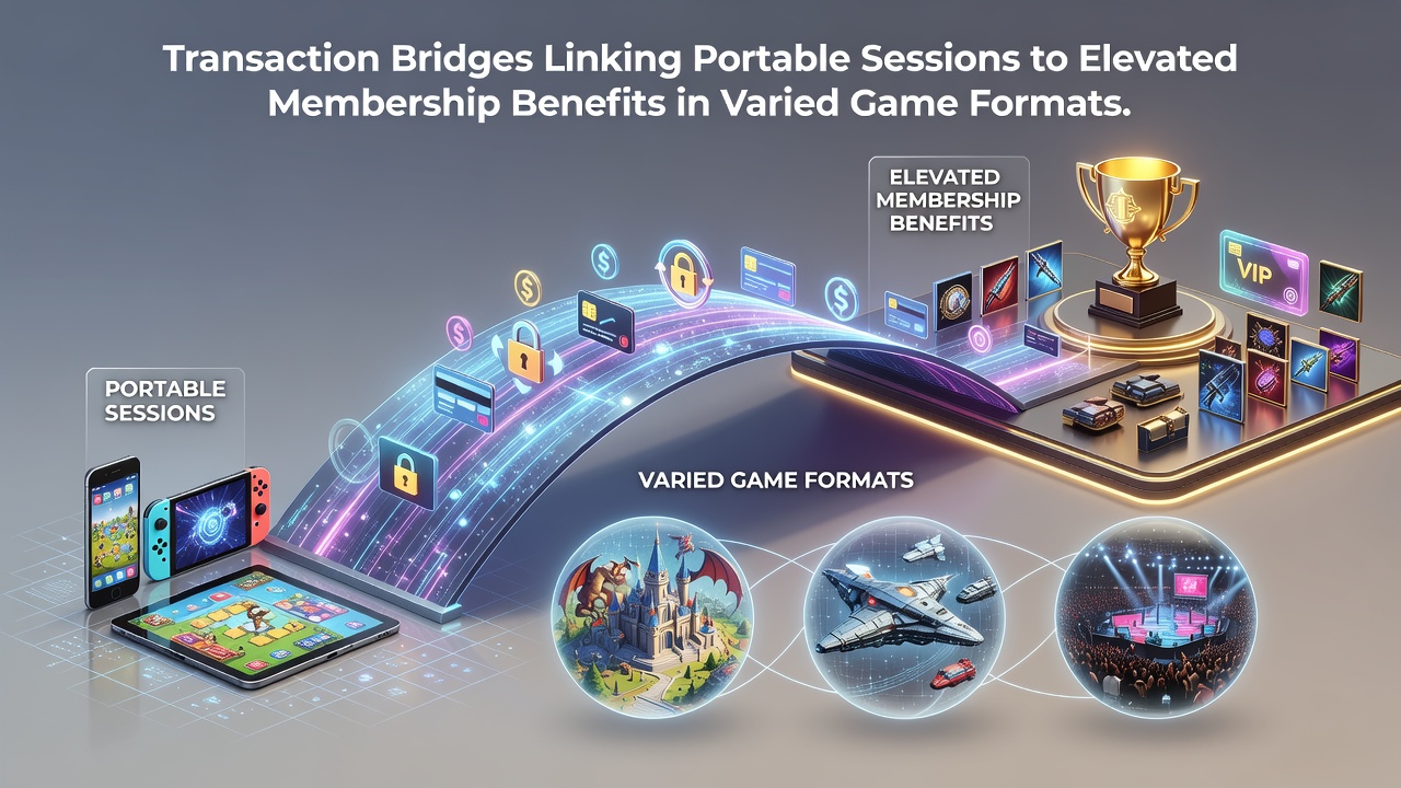 Illustration of transaction bridge technology connecting mobile gaming sessions across slots, live tables, and sports betting platforms